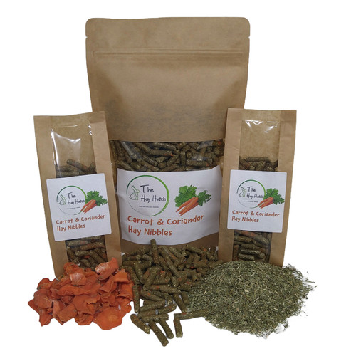 Carrot coriander hay nibbles - hay,